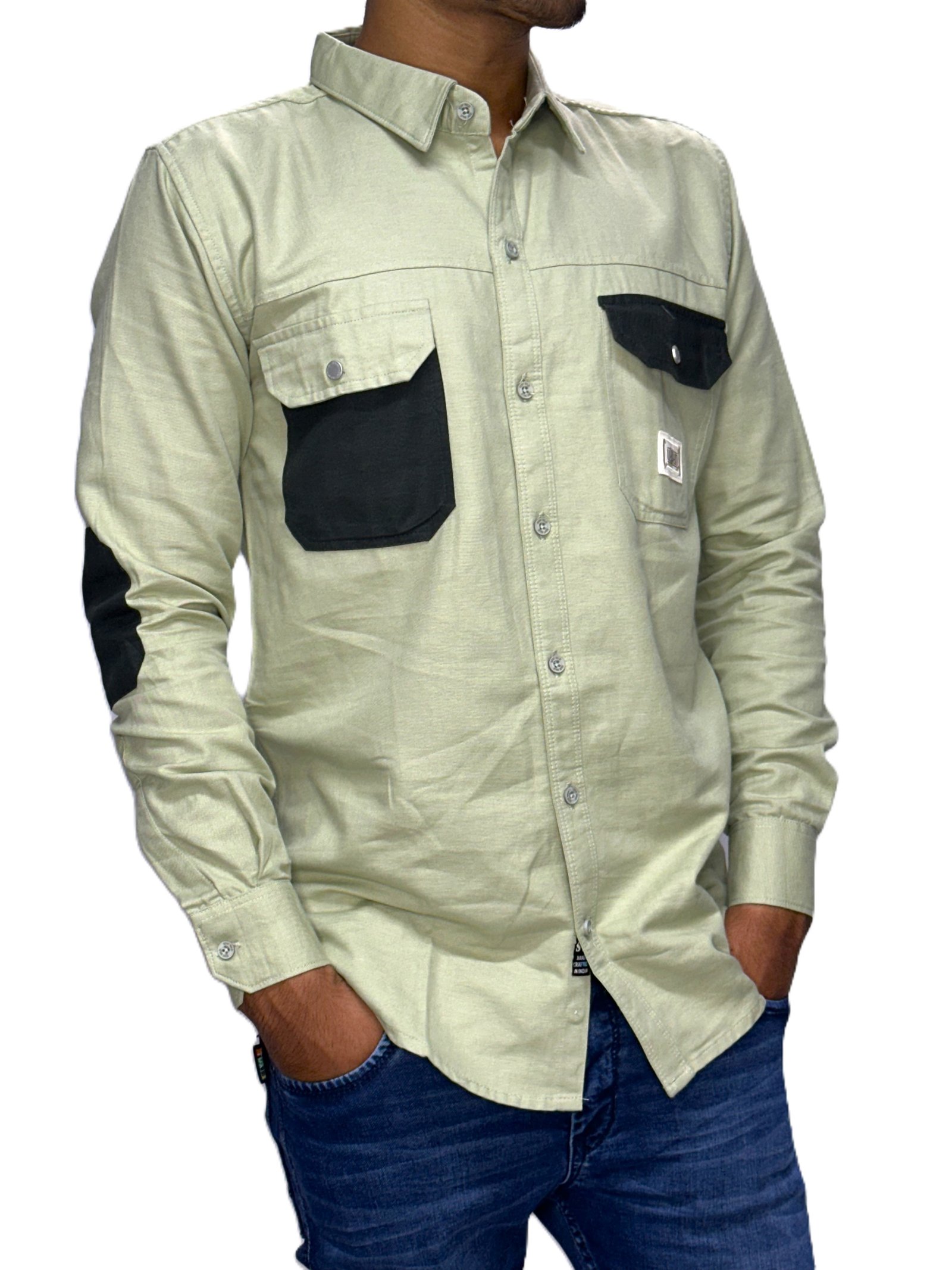 Contrast Pocket Shirt Light Olive 